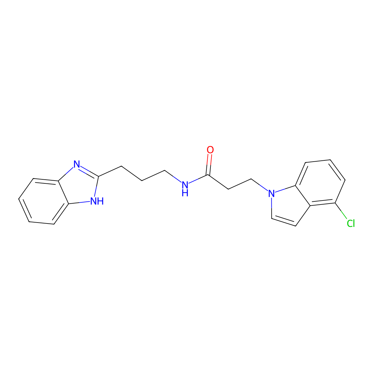 N-[3-(1H-benzimidazol-2-yl)propyl]-3-(4-chloro-1H-indol-1-yl)propanamide molecular structure, CAS 1401544-70-4