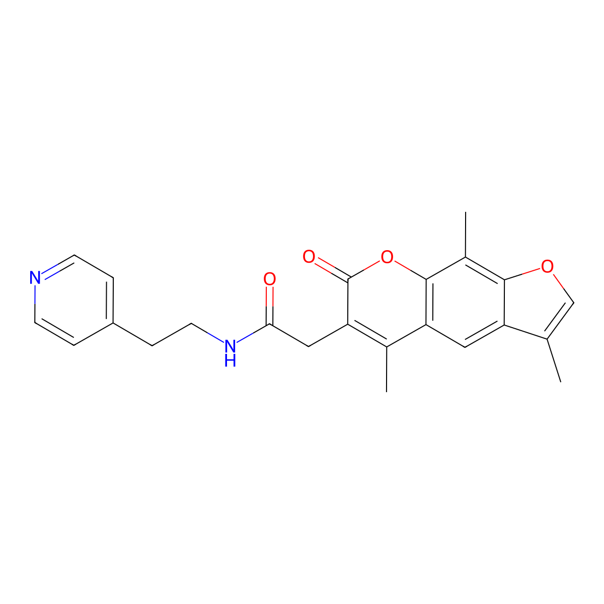 N-[2-(4-pyridyl)ethyl]-2-(3,5,9-trimethyl-7-oxo-7H-furo[3,2-g]chromen-6-yl)acetamide molecular structure, CAS 1401544-87-3