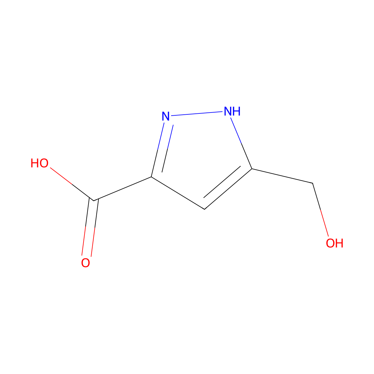 5-(Hydroxymethyl)-1H-pyrazole-3-carboxylic acid molecular structure, CAS 1401555-38-1