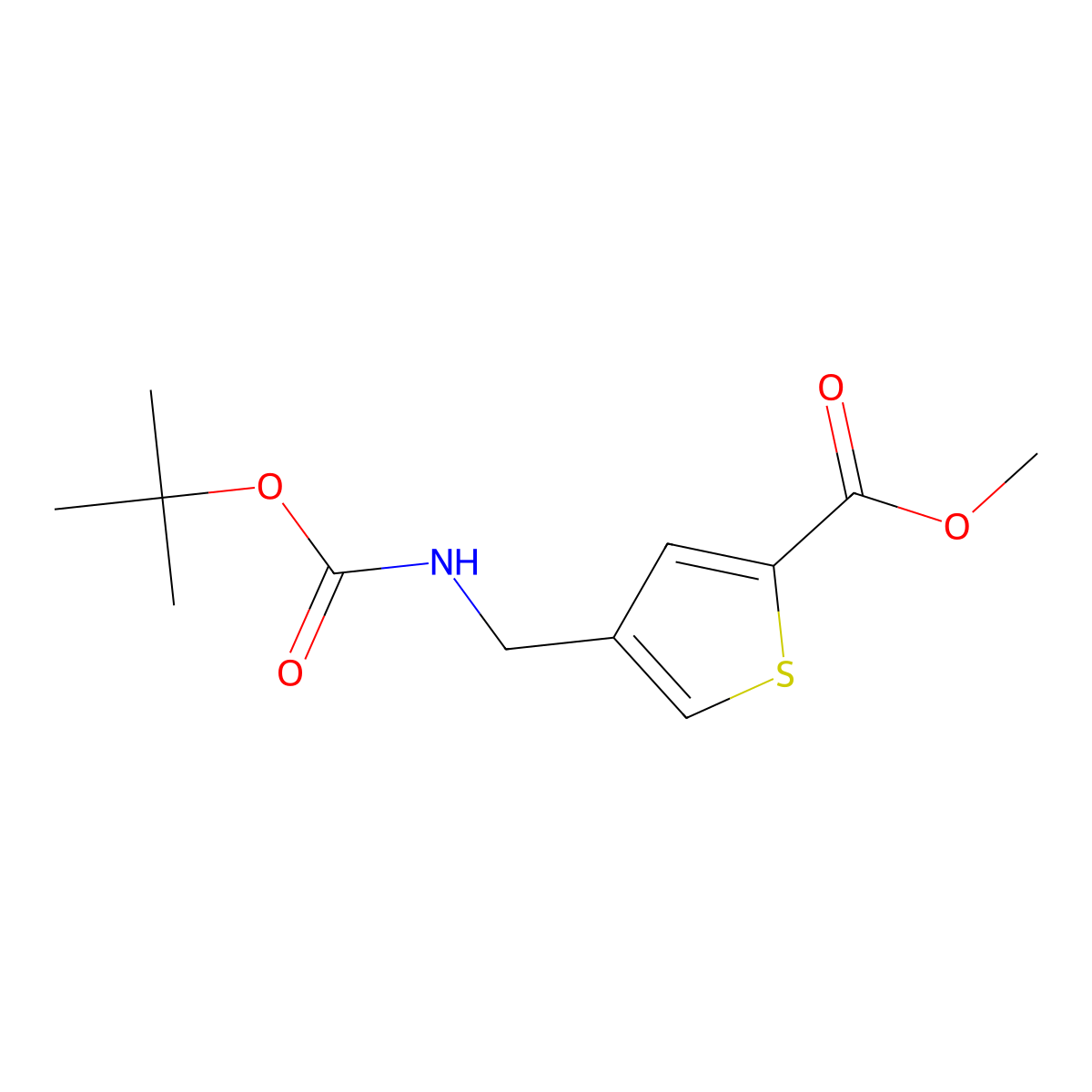 Methyl 4-(((tert-butoxycarbonyl)amino)methyl)thiophene-2-carboxylate molecular structure, CAS 1401555-47-2