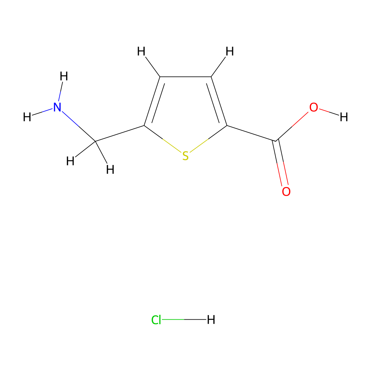 5-(Aminomethyl)thiophene-2-carboxylic acid hydrochloride molecular structure, CAS 1401555-72-3