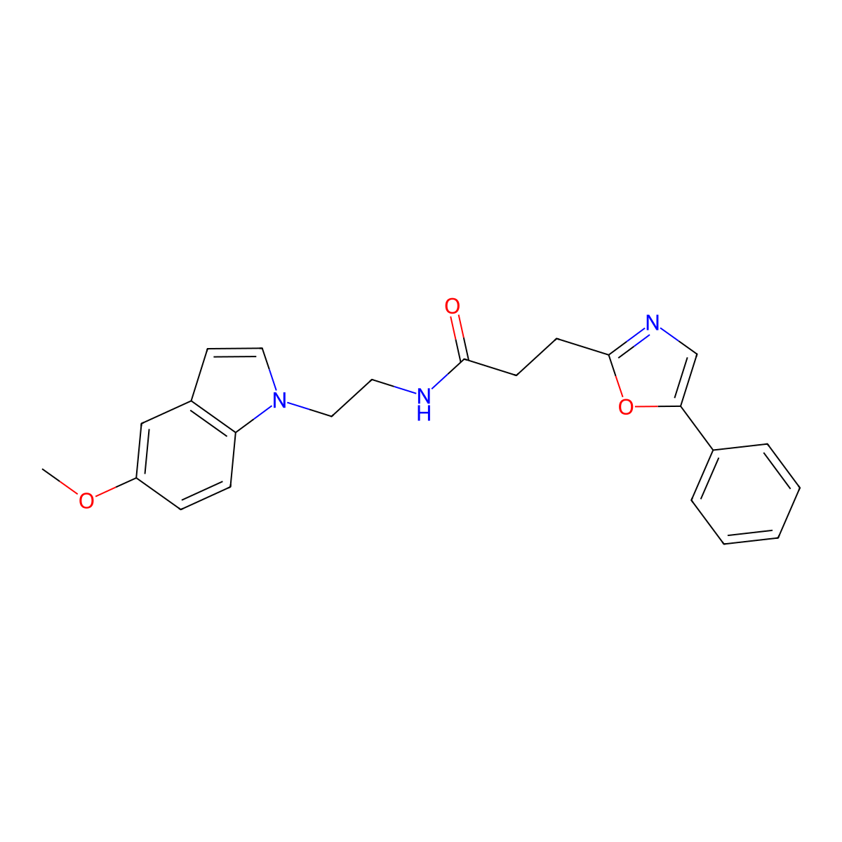 N-[2-(5-methoxy-1H-indol-1-yl)ethyl]-3-(5-phenyl-1,3-oxazol-2-yl)propanamide molecular structure, CAS 1401555-73-4