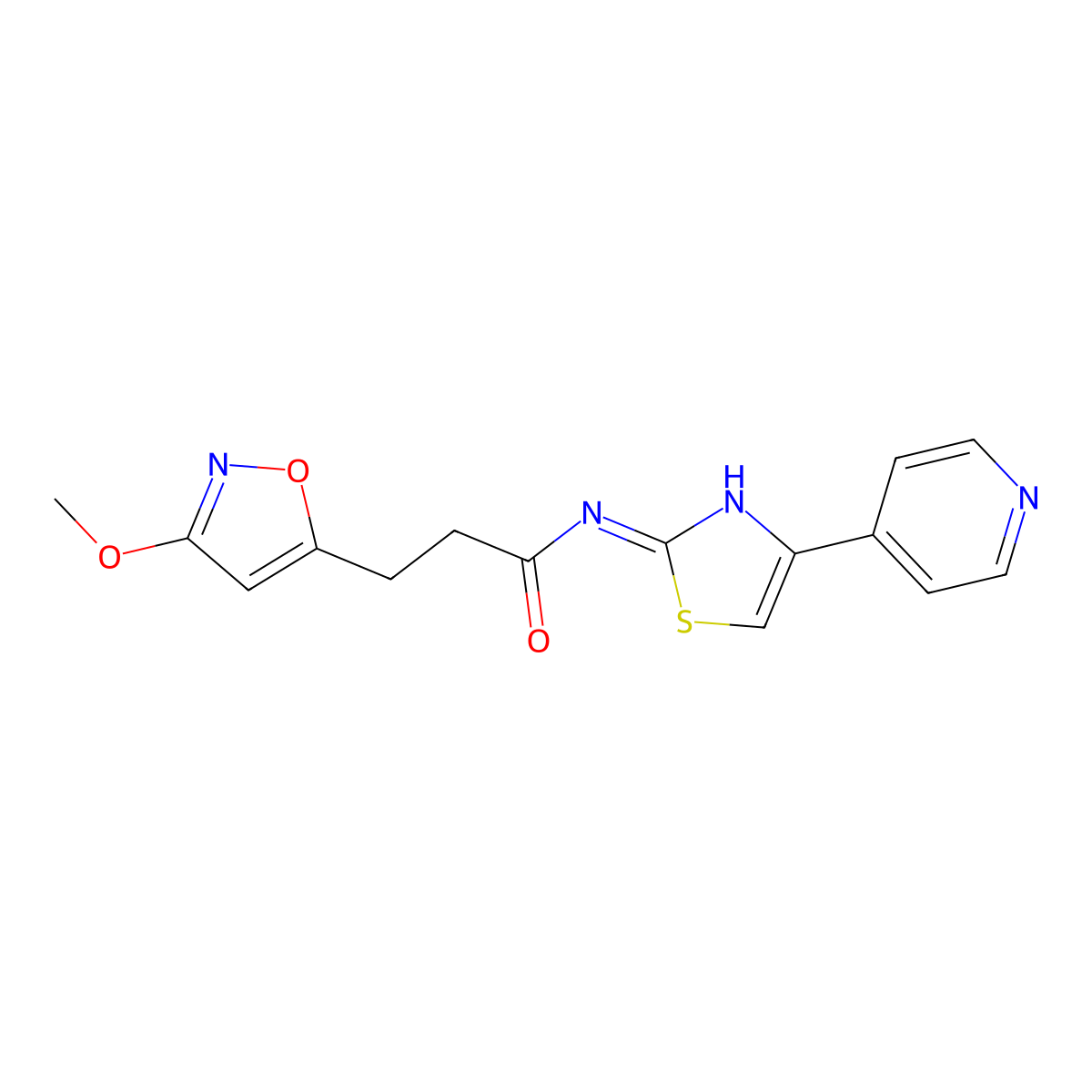 3-(3-methoxyisoxazol-5-yl)-N-(4-(pyridin-4-yl)thiazol-2-yl)propanamide molecular structure, CAS 1401555-79-0
