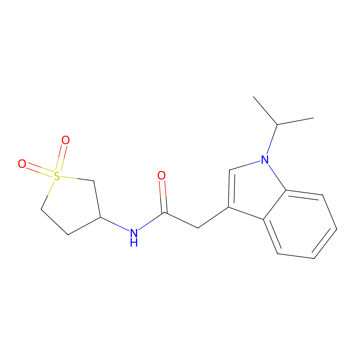 N-(1,1-dioxidotetrahydrothiophen-3-yl)-2-[1-(propan-2-yl)-1H-indol-3-yl]acetamide molecular structure, CAS 1401555-91-6