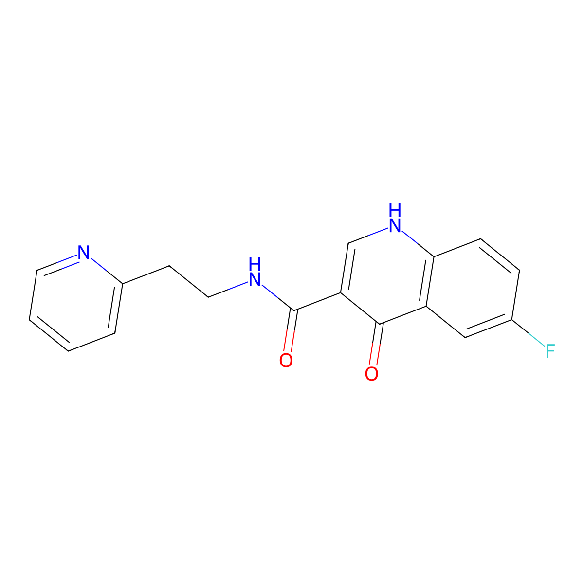 6-fluoro-4-hydroxy-N-(2-(pyridin-2-yl)ethyl)quinoline-3-carboxamide molecular structure, CAS 1401555-92-7
