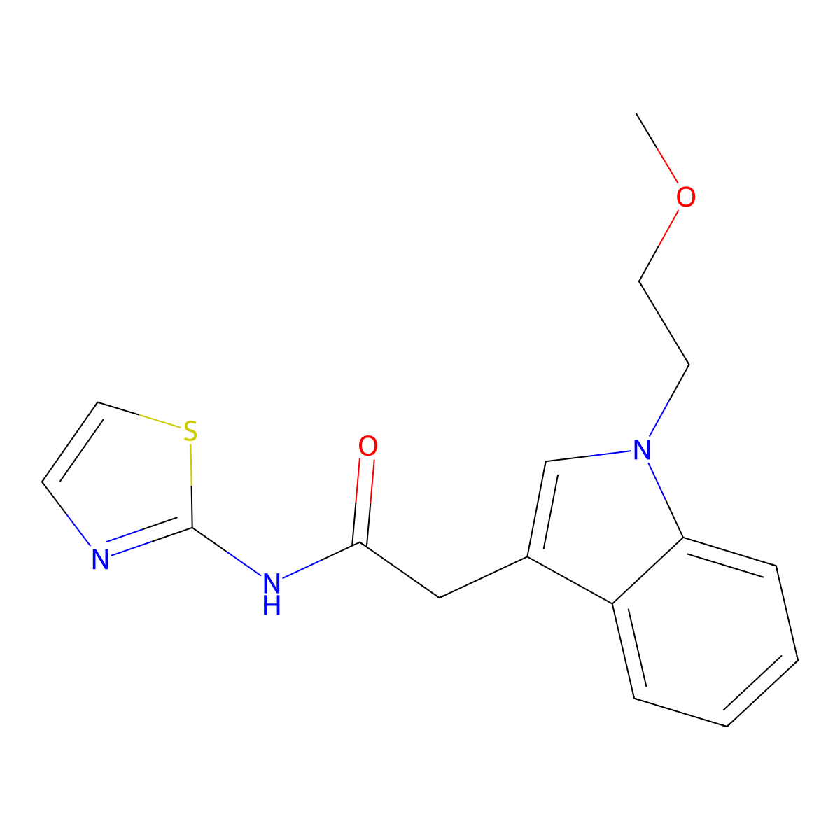 2-(1-(2-methoxyethyl)-1H-indol-3-yl)-N-(thiazol-2-yl)acetamide molecular structure, CAS 1401555-96-1