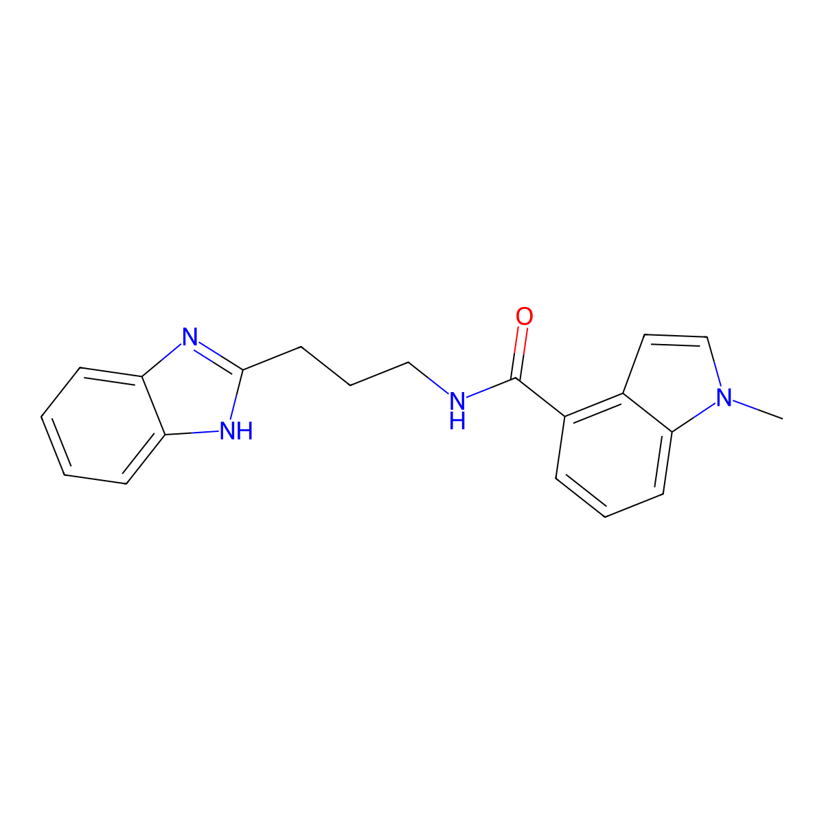 N-[3-(1H-benzimidazol-2-yl)propyl]-1-methyl-1H-indole-4-carboxamide molecular structure, CAS 1401555-97-2