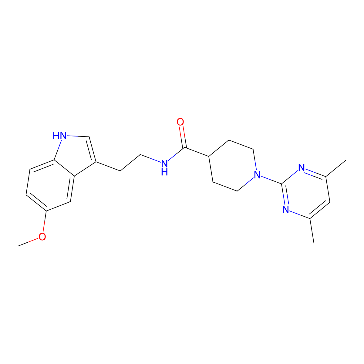 1-(4,6-dimethylpyrimidin-2-yl)-N-[2-(5-methoxy-1H-indol-3-yl)ethyl]piperidine-4-carboxamide molecular structure, CAS 1401555-99-4