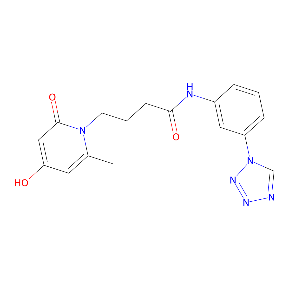 4-(4-hydroxy-6-methyl-2-oxopyridin-1(2H)-yl)-N-[3-(1H-tetrazol-1-yl)phenyl]butanamide molecular structure, CAS 1401556-12-4