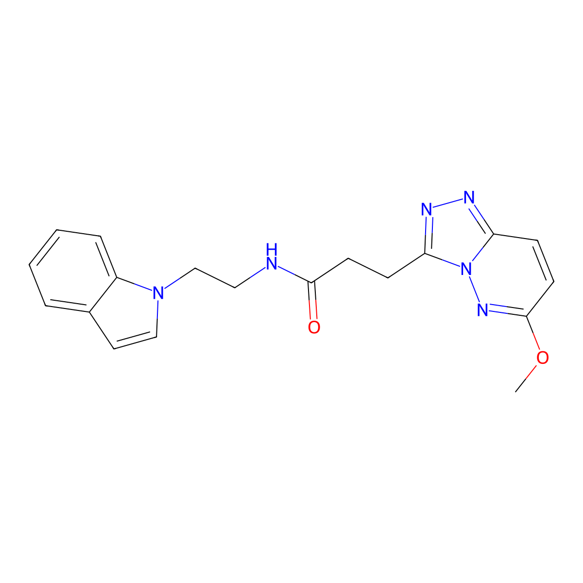 N-[2-(1H-indol-1-yl)ethyl]-3-(6-methoxy[1,2,4]triazolo[4,3-b]pyridazin-3-yl)propanamide molecular structure, CAS 1401556-22-6