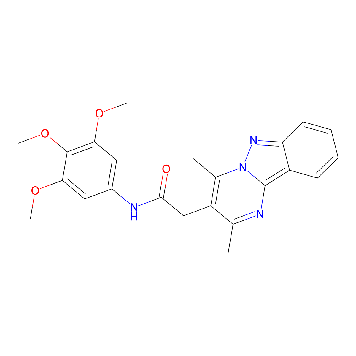 2-(2,4-dimethylpyrimido[1,2-b]indazol-3-yl)-N-(3,4,5-trimethoxyphenyl)acetamide molecular structure, CAS 1401556-28-2