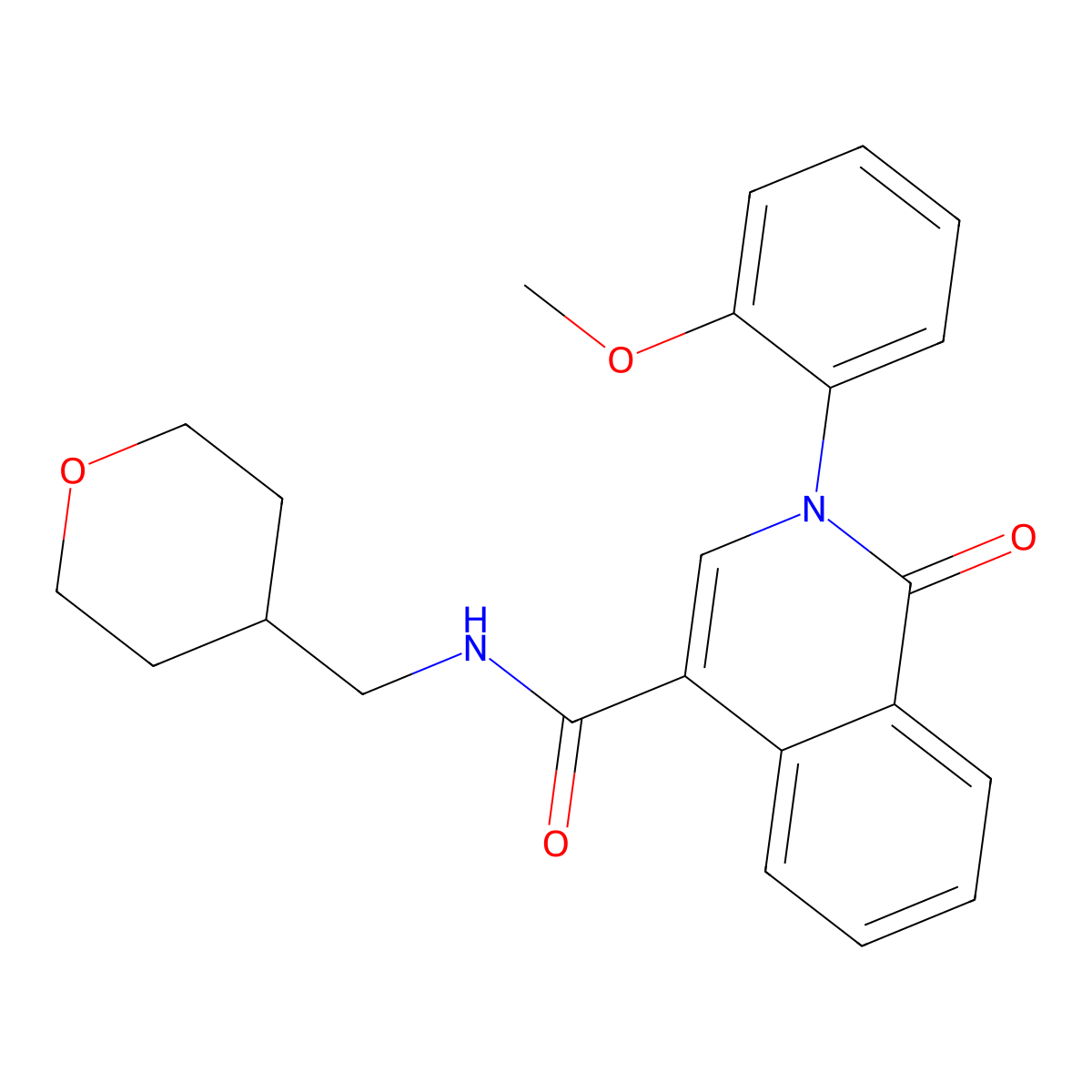 2-(2-methoxyphenyl)-1-oxo-N-(tetrahydro-2H-pyran-4-ylmethyl)-1,2-dihydro-4-isoquinolinecarboxamide molecular structure, CAS 1401556-44-2
