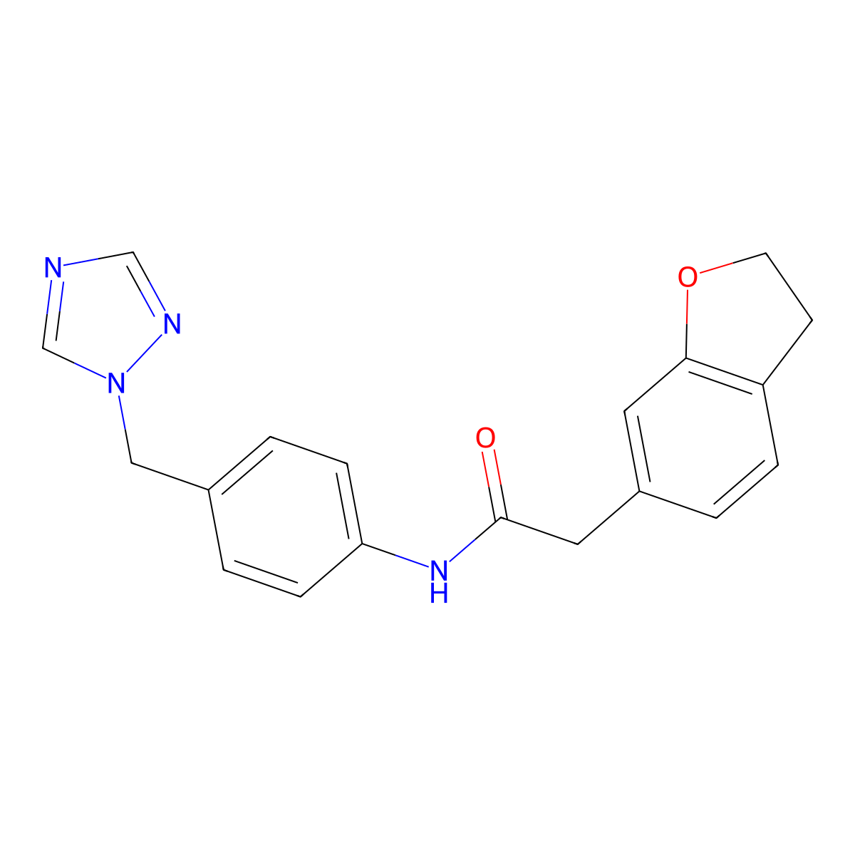 2-(2,3-dihydro-1-benzofuran-6-yl)-N-[4-(1H-1,2,4-triazol-1-ylmethyl)phenyl]acetamide molecular structure, CAS 1401556-47-5