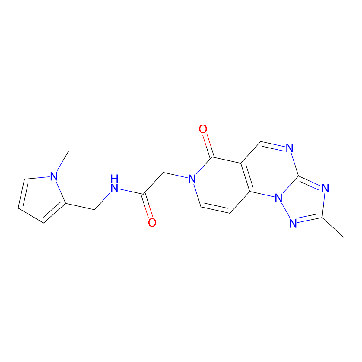 2-(2-methyl-6-oxopyrido[3,4-e][1,2,4]triazolo[1,5-a]pyrimidin-7(6H)-yl)-N-[(1-methyl-1H-pyrrol-2-yl)methyl]acetamide molecular structure, CAS 1401556-56-6