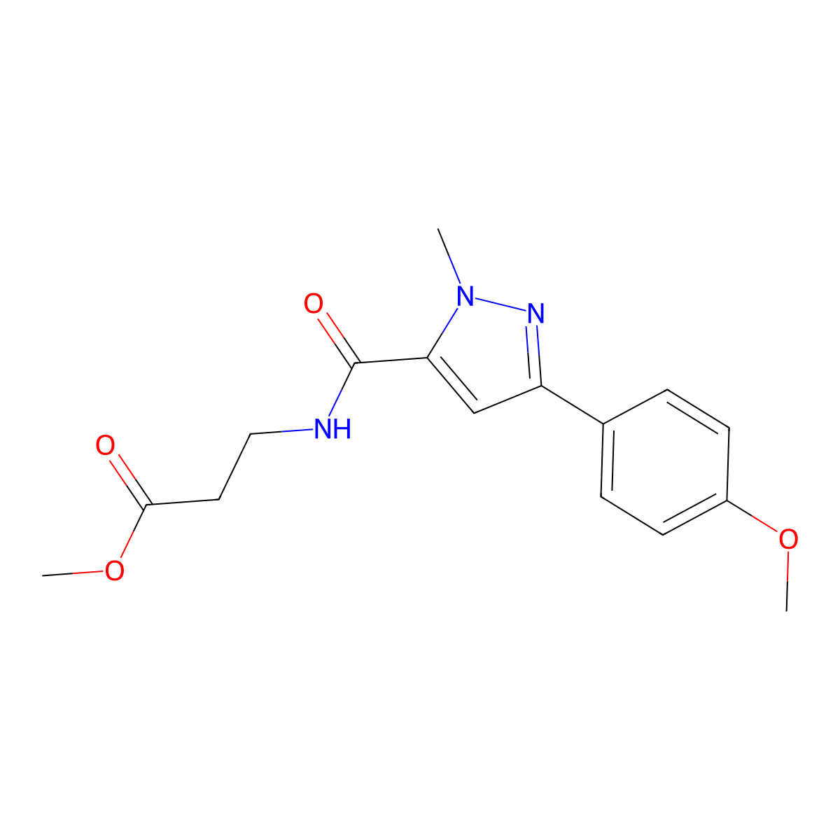 methyl 3-({[3-(4-methoxyphenyl)-1-methyl-1H-pyrazol-5-yl]carbonyl}amino)propanoate molecular structure, CAS 1401556-63-5