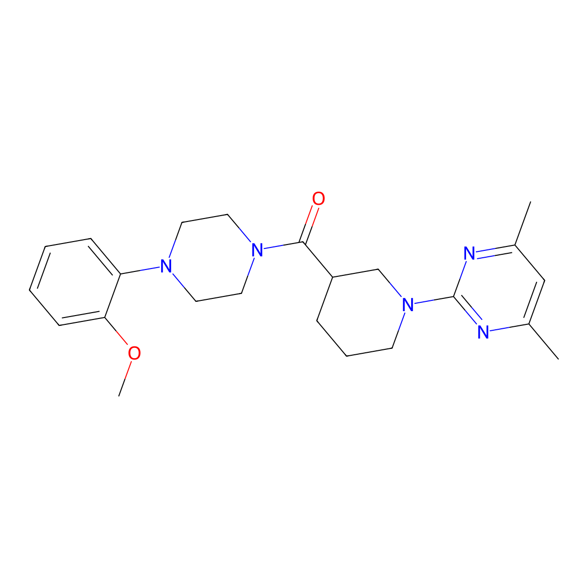 [1-(4,6-Dimethyl-2-pyrimidinyl)-3-piperidyl][4-(2-methoxyphenyl)piperazino]methanone molecular structure, CAS 1401556-64-6