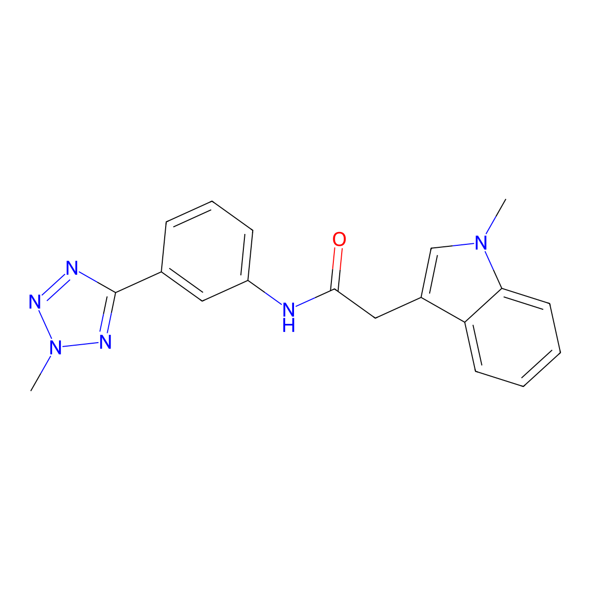 2-(1-methyl-1H-indol-3-yl)-N-[3-(2-methyl-2H-tetrazol-5-yl)phenyl]acetamide molecular structure, CAS 1401556-70-4