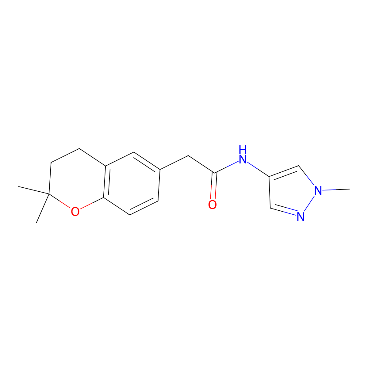 2-(2,2-dimethyl-3,4-dihydro-2H-chromen-6-yl)-N-(1-methyl-1H-pyrazol-4-yl)acetamide molecular structure, CAS 1401556-72-6