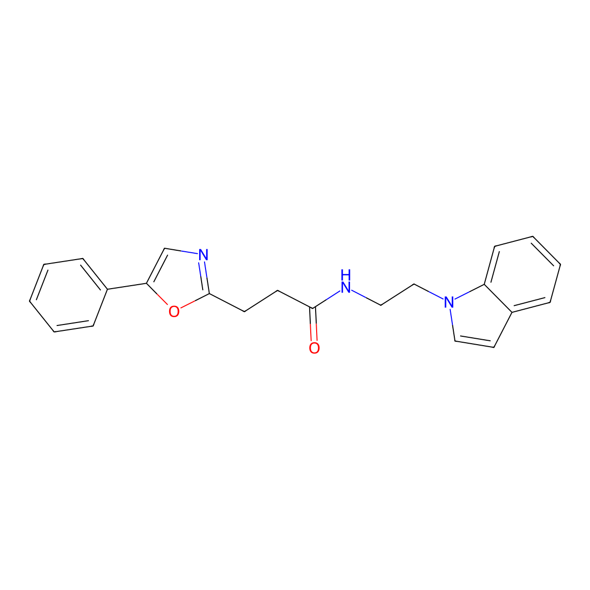 N-[2-(1H-indol-1-yl)ethyl]-3-(5-phenyl-1,3-oxazol-2-yl)propanamide molecular structure, CAS 1401556-76-0