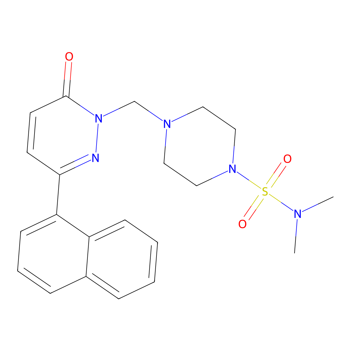 N,N-dimethyl-4-{[3-(naphthalen-1-yl)-6-oxopyridazin-1(6H)-yl]methyl}piperazine-1-sulfonamide molecular structure, CAS 1401556-79-3