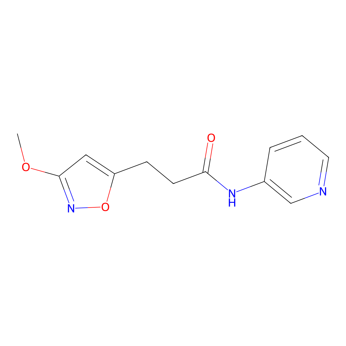 3-(3-methoxy-1,2-oxazol-5-yl)-N-(pyridin-3-yl)propanamide molecular structure, CAS 1401556-80-6