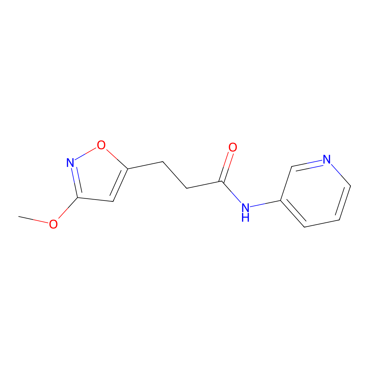 3-(3-methoxy-1,2-oxazol-5-yl)-N-(pyridin-3-yl)propanamide molecular structure, CAS 1401556-80-6