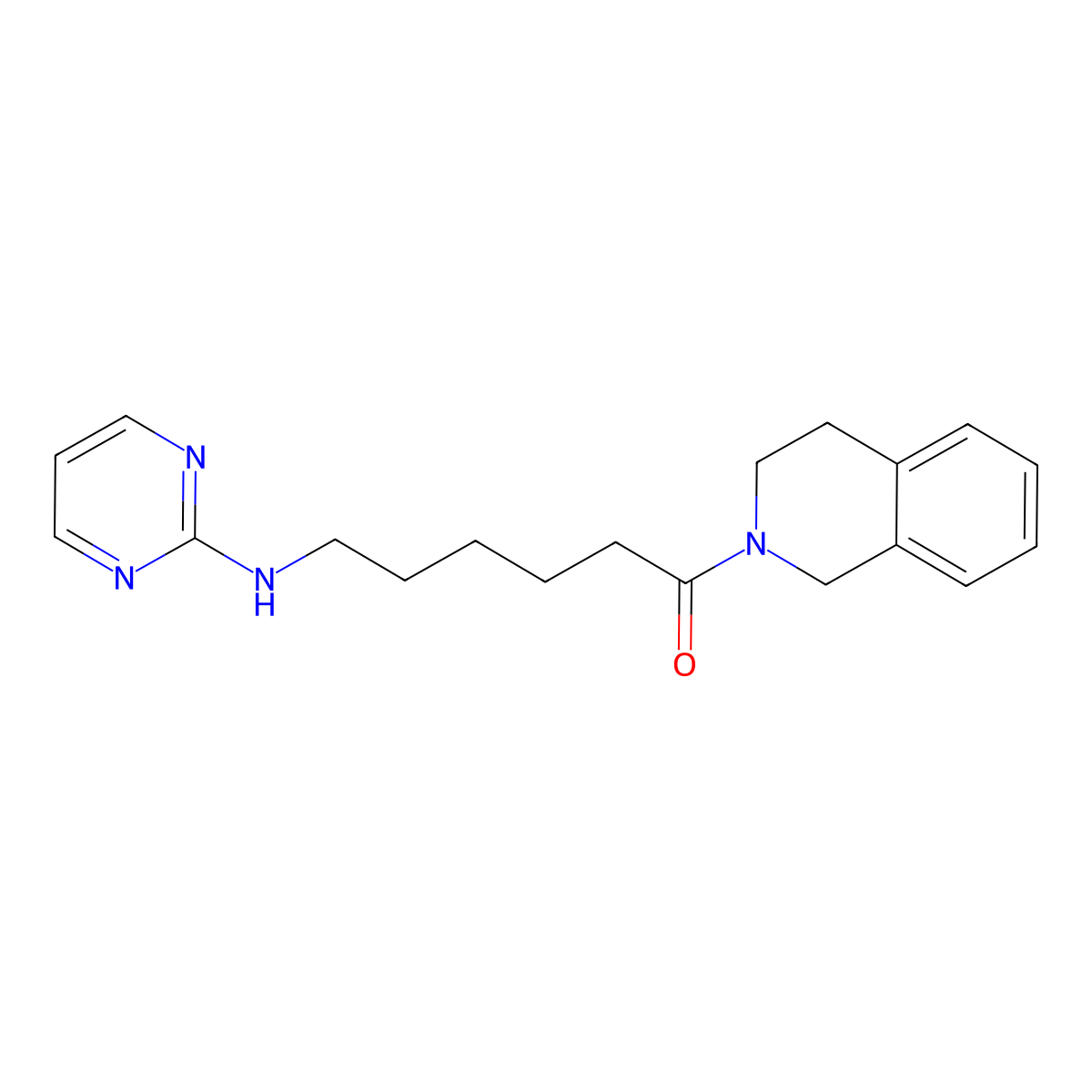 1-[3,4-dihydro-2(1H)-isoquinolinyl]-6-(2-pyrimidinylamino)-1-hexanone molecular structure, CAS 1401557-00-3