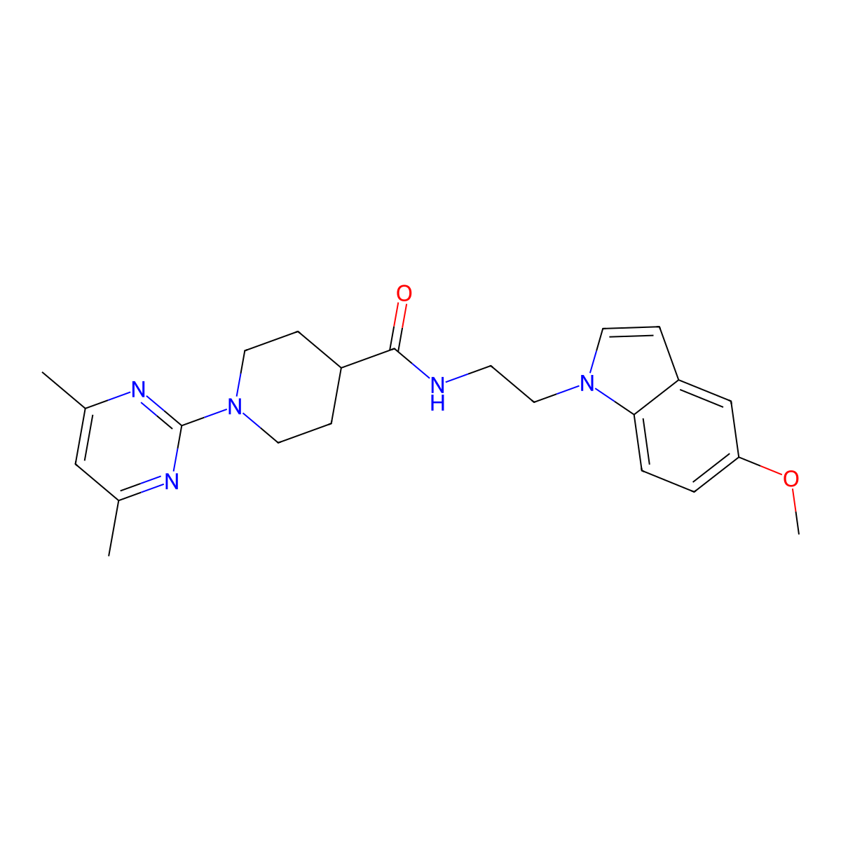 1-(4,6-dimethylpyrimidin-2-yl)-N-[2-(5-methoxy-1H-indol-1-yl)ethyl]piperidine-4-carboxamide molecular structure, CAS 1401557-49-0