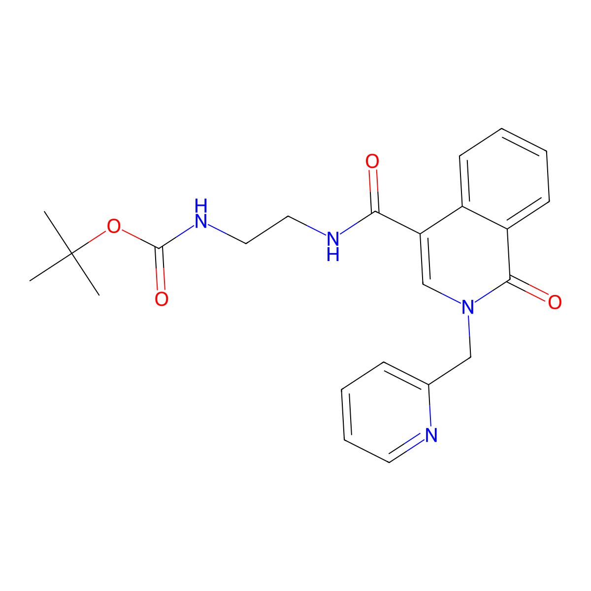 Tert-butyl [2-({[1-oxo-2-(pyridin-2-ylmethyl)-1,2-dihydroisoquinolin-4-yl]carbonyl}amino)ethyl]carbamate molecular structure, CAS 1401557-54-7
