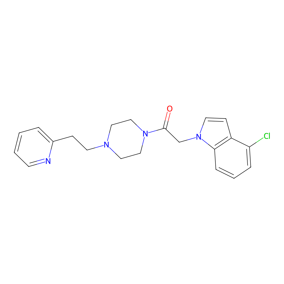 2-(4-chloro-1H-indol-1-yl)-1-{4-[2-(2-pyridyl)ethyl]piperazino}-1-ethanone molecular structure, CAS 1401557-55-8