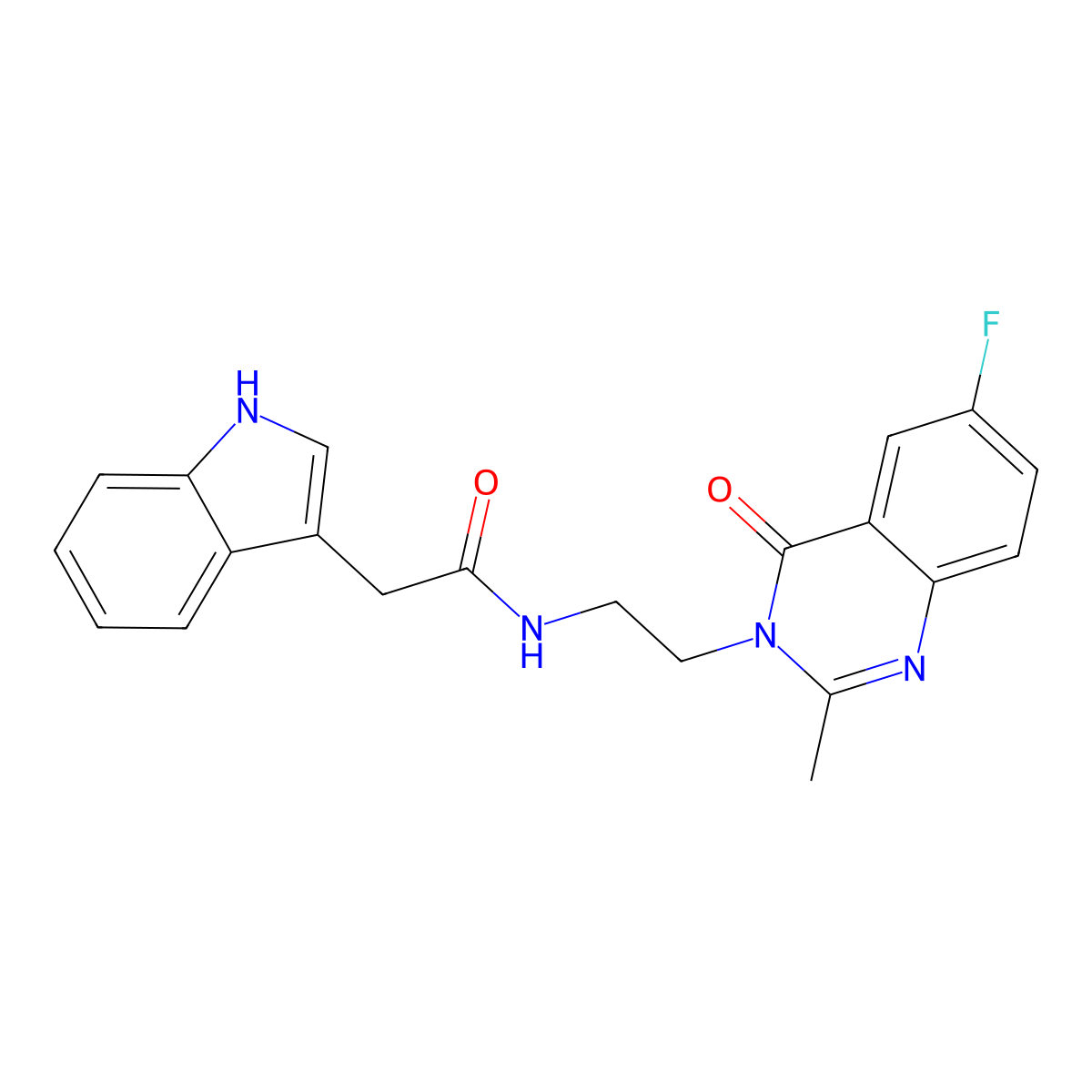 N-[2-(6-fluoro-2-methyl-4-oxoquinazolin-3(4H)-yl)ethyl]-2-(1H-indol-3-yl)acetamide molecular structure, CAS 1401557-62-7