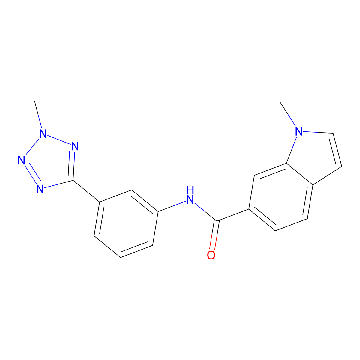 1-methyl-N-[3-(2-methyl-2H-tetrazol-5-yl)phenyl]-1H-indole-6-carboxamide molecular structure, CAS 1401557-70-7