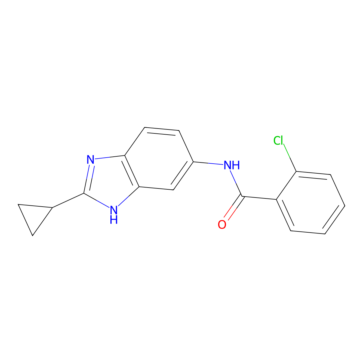 2-chloro-N-(2-cyclopropyl-1H-benzimidazol-5-yl)benzamide molecular structure, CAS 1401557-79-6