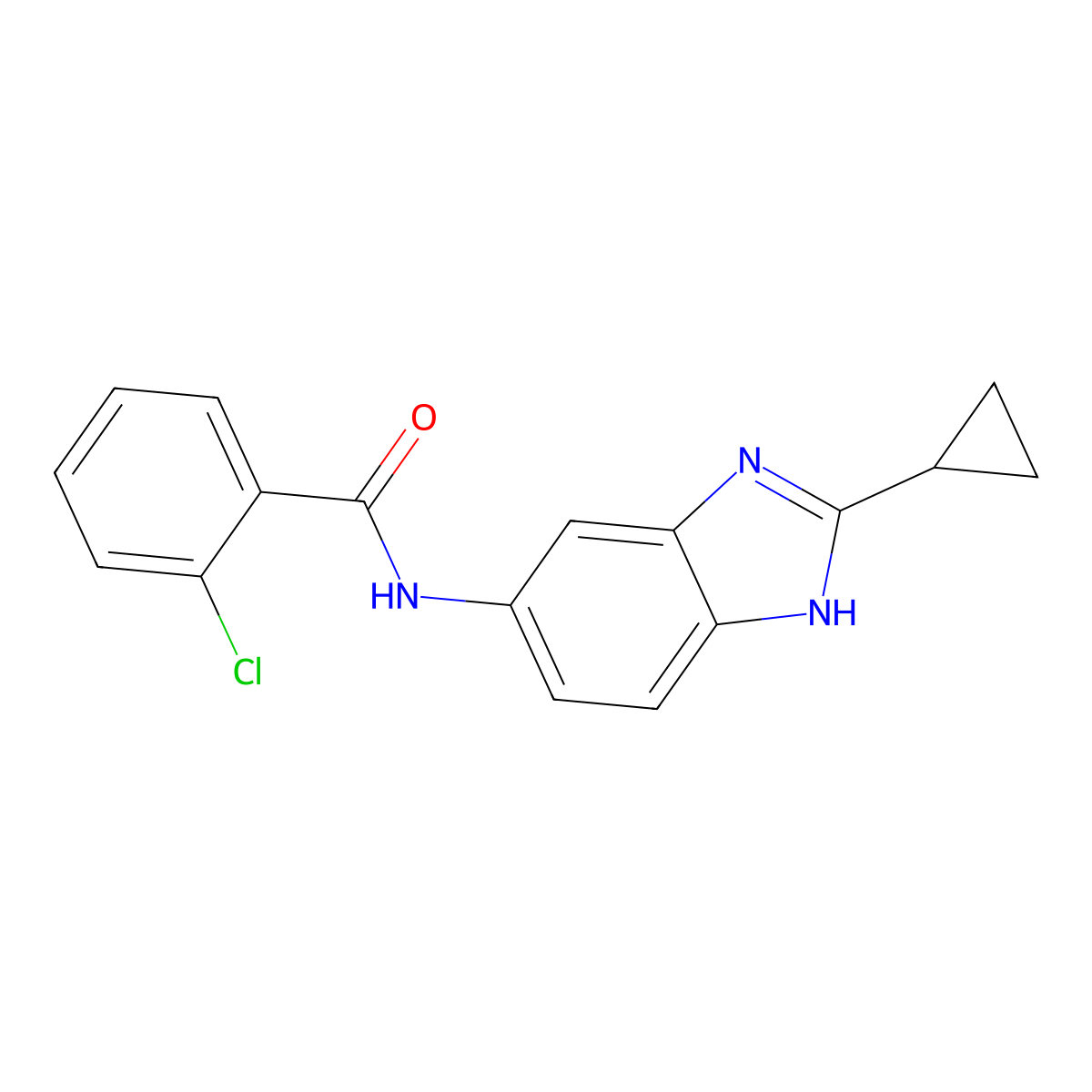 2-chloro-N-(2-cyclopropyl-1H-benzimidazol-5-yl)benzamide molecular structure, CAS 1401557-79-6