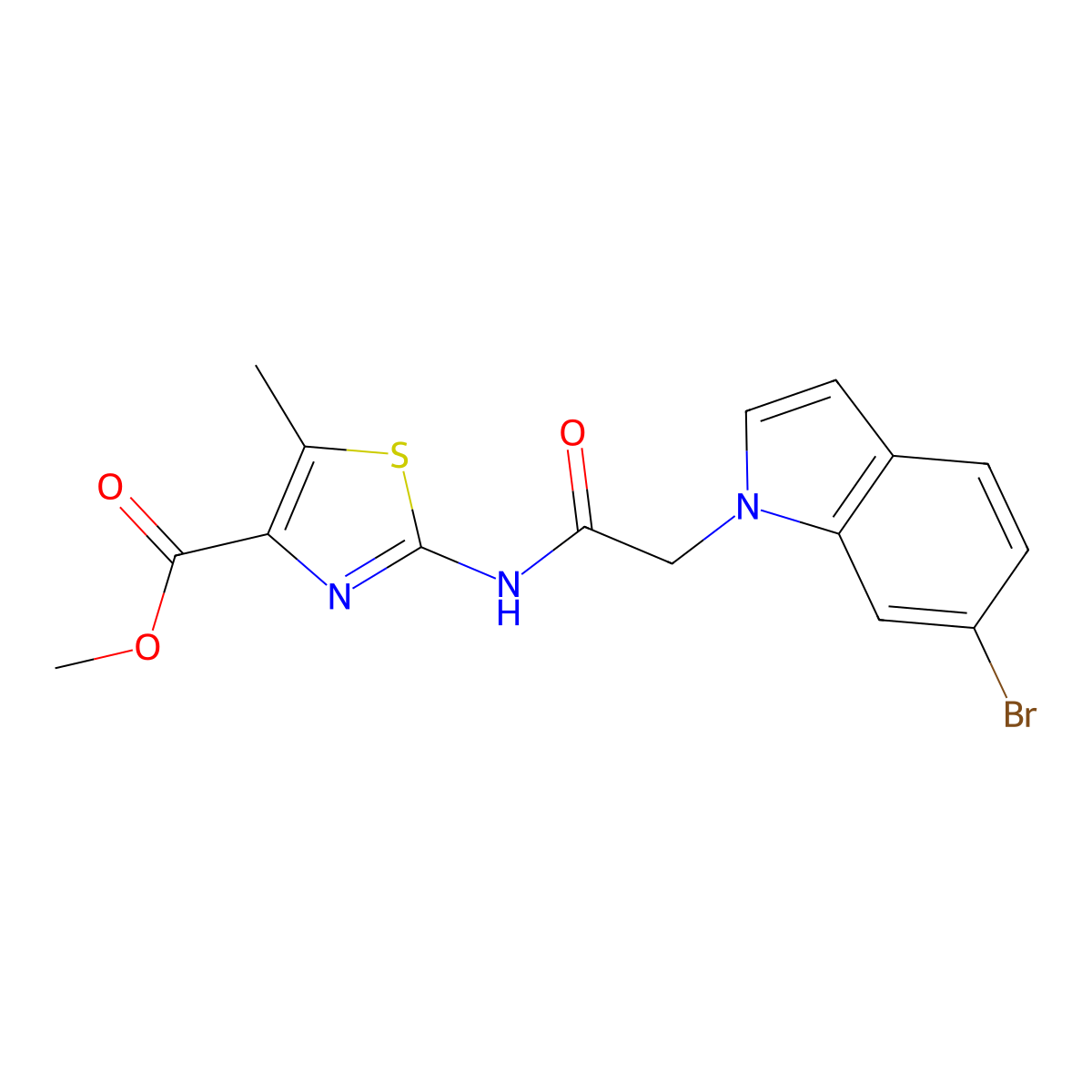 methyl 2-{[(6-bromo-1H-indol-1-yl)acetyl]amino}-5-methyl-1,3-thiazole-4-carboxylate molecular structure, CAS 1401558-05-1
