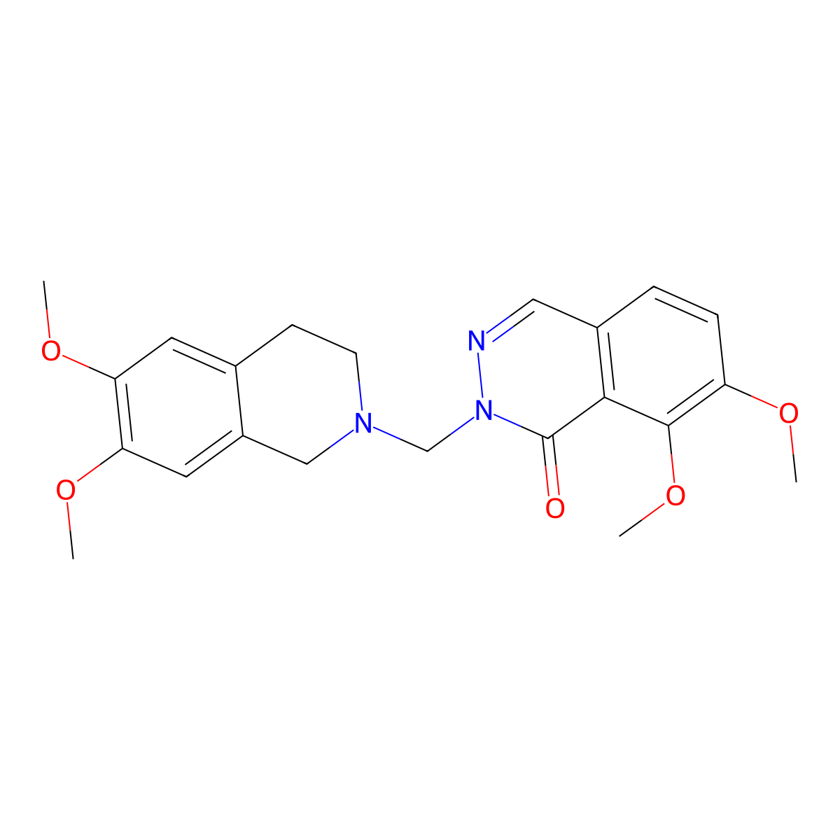 2-[(6,7-dimethoxy-3,4-dihydroisoquinolin-2(1H)-yl)methyl]-7,8-dimethoxyphthalazin-1(2H)-one molecular structure, CAS 1401558-09-5