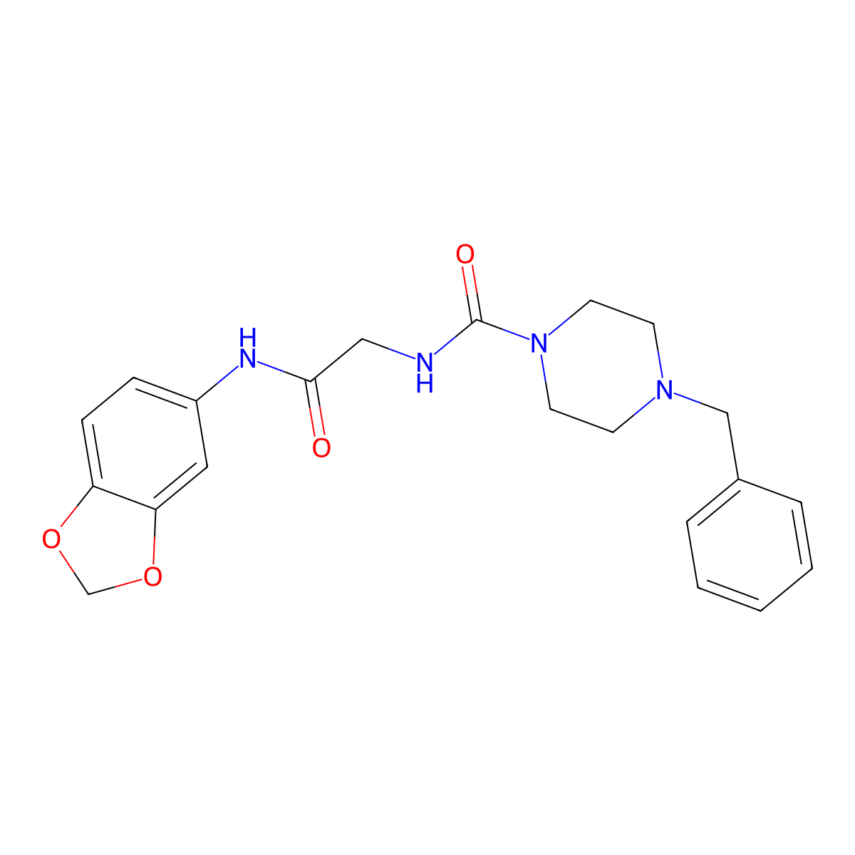 N-[2-(1,3-benzodioxol-5-ylamino)-2-oxoethyl]-4-benzylpiperazine-1-carboxamide molecular structure, CAS 1401558-13-1