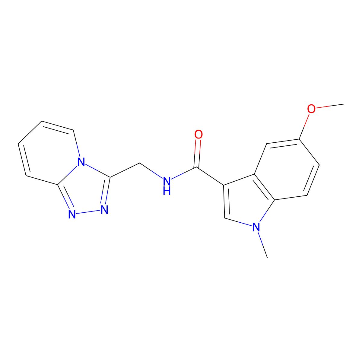 5-methoxy-1-methyl-N-([1,2,4]triazolo[4,3-a]pyridin-3-ylmethyl)-1H-indole-3-carboxamide molecular structure, CAS 1401558-48-2