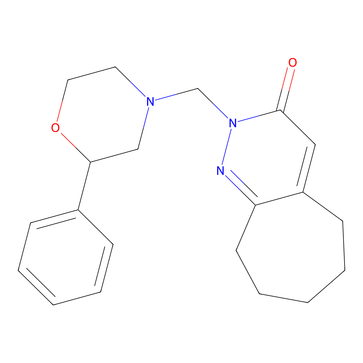 2-[(2-phenylmorpholin-4-yl)methyl]-2,5,6,7,8,9-hexahydro-3H-cyclohepta[c]pyridazin-3-one molecular structure, CAS 1401558-87-9
