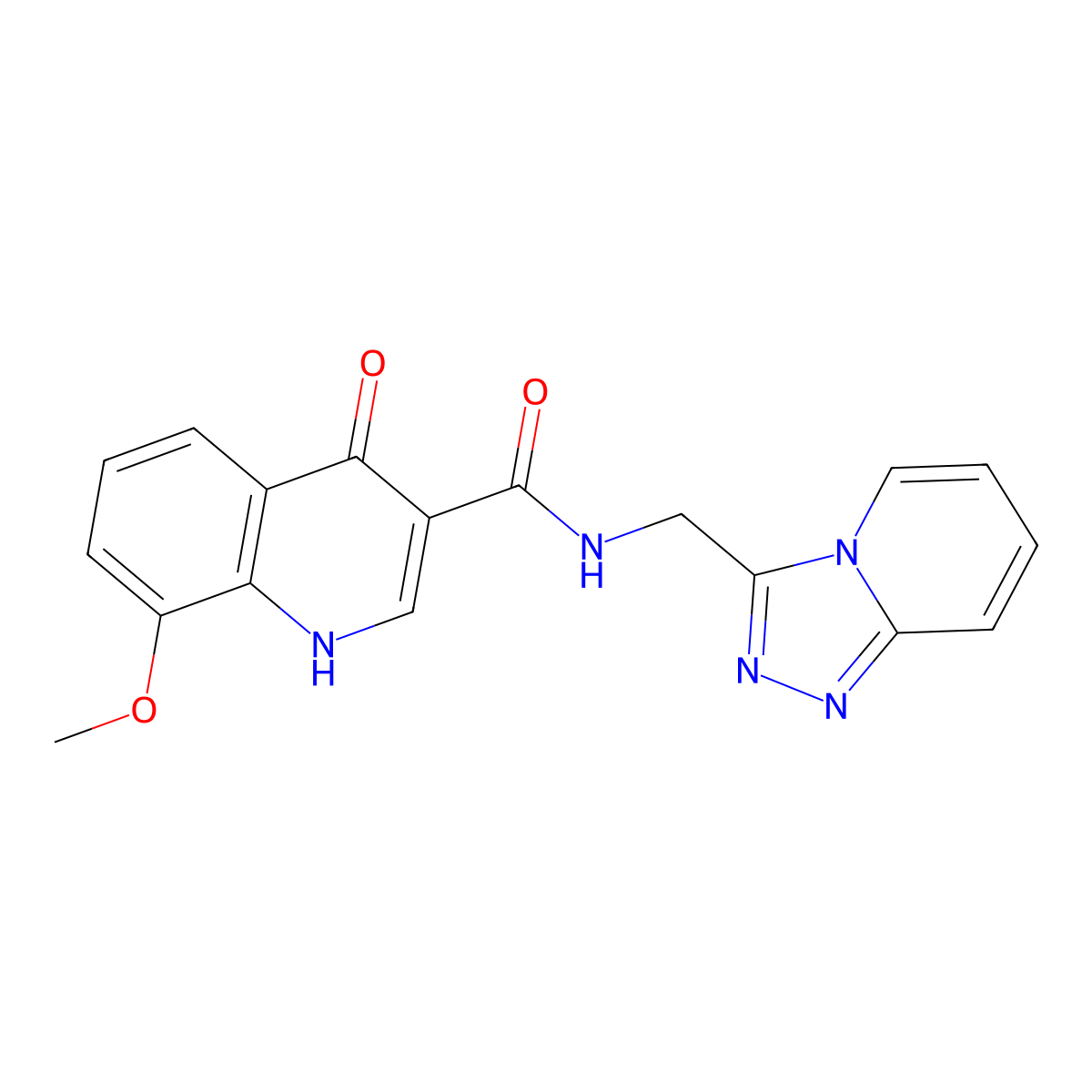 4-hydroxy-8-methoxy-N-([1,2,4]triazolo[4,3-a]pyridin-3-ylmethyl)quinoline-3-carboxamide molecular structure, CAS 1401558-96-0