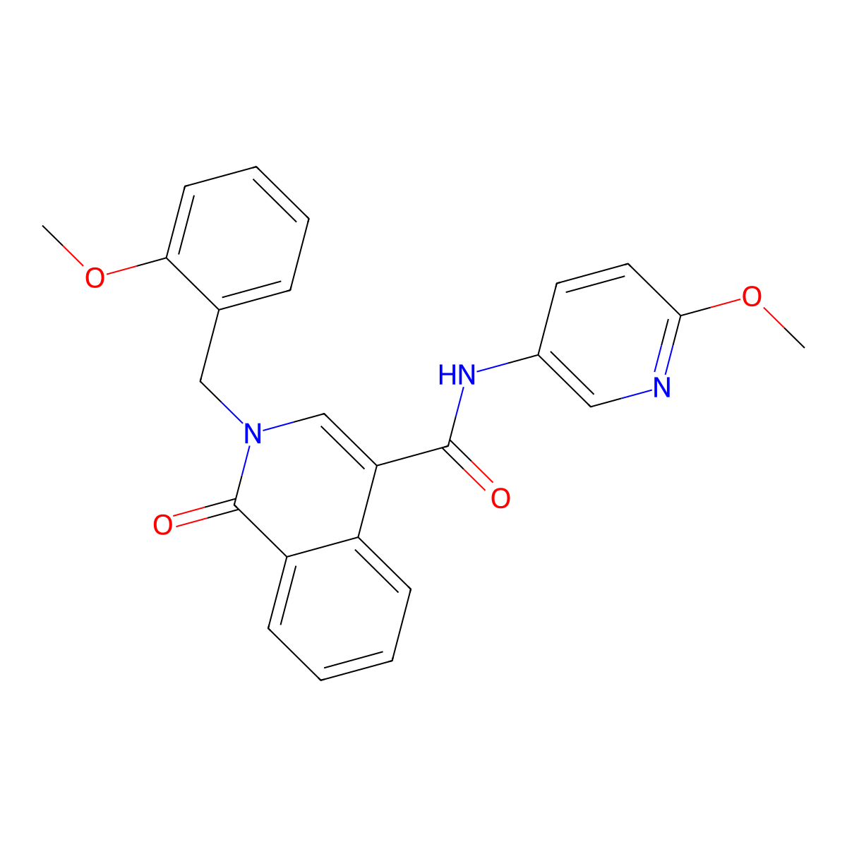 2-(2-methoxybenzyl)-N-(6-methoxypyridin-3-yl)-1-oxo-1,2-dihydroisoquinoline-4-carboxamide molecular structure, CAS 1401558-99-3