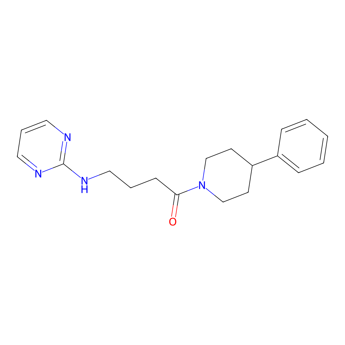 1-(4-Phenylpiperidino)-4-(2-pyrimidinylamino)-1-butanone molecular structure, CAS 1401559-03-2