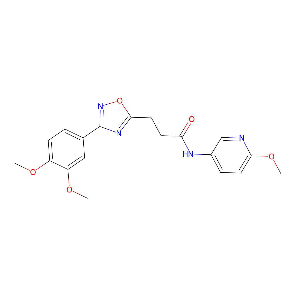3-[3-(3,4-dimethoxyphenyl)-1,2,4-oxadiazol-5-yl]-N-(6-methoxypyridin-3-yl)propanamide molecular structure, CAS 1401559-05-4
