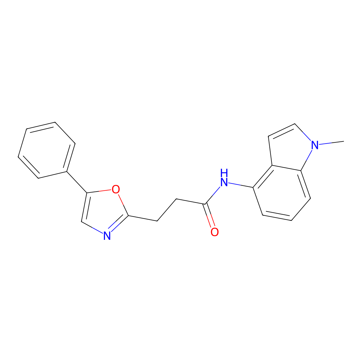 N-(1-methyl-1H-indol-4-yl)-3-(5-phenyl-1,3-oxazol-2-yl)propanamide molecular structure, CAS 1401559-23-6