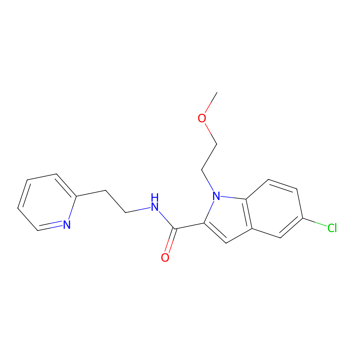 5-chloro-1-(2-methoxyethyl)-N-[2-(2-pyridyl)ethyl]-1H-indole-2-carboxamide molecular structure, CAS 1401559-28-1