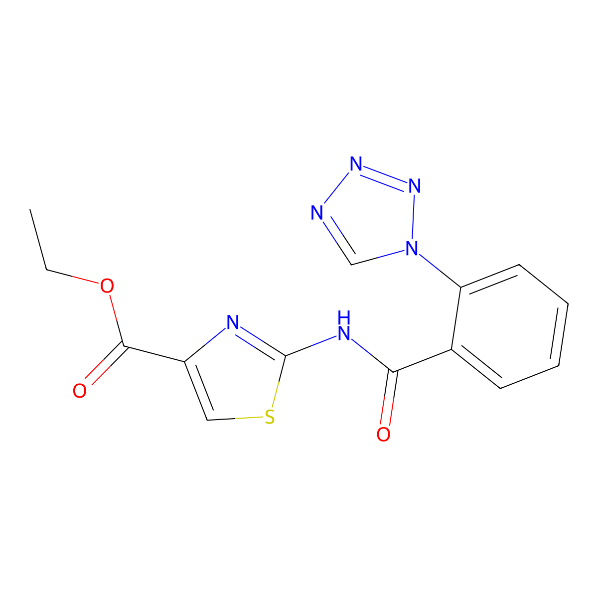 ethyl 2-({[2-(1H-tetrazol-1-yl)phenyl]carbonyl}amino)-1,3-thiazole-4-carboxylate molecular structure, CAS 1401559-32-7