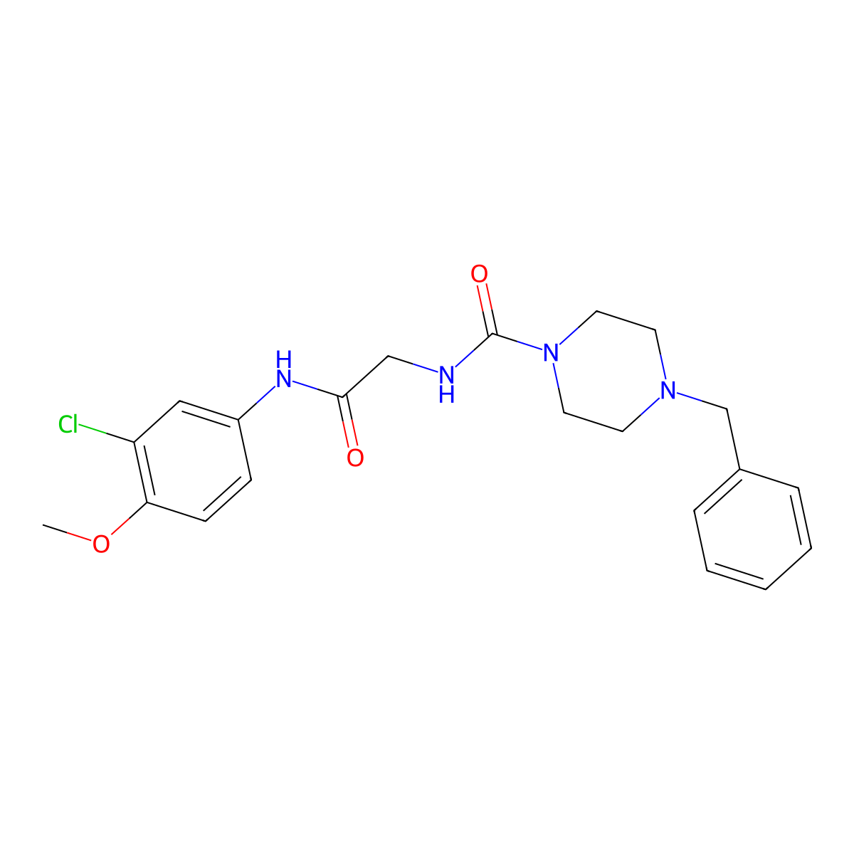 4-benzyl-N-{2-[(3-chloro-4-methoxyphenyl)amino]-2-oxoethyl}piperazine-1-carboxamide molecular structure, CAS 1401559-45-2
