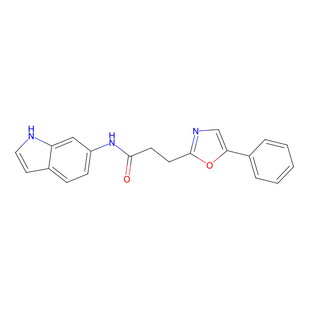 N-(1H-indol-6-yl)-3-(5-phenyl-1,3-oxazol-2-yl)propanamide molecular structure, CAS 1401559-48-5