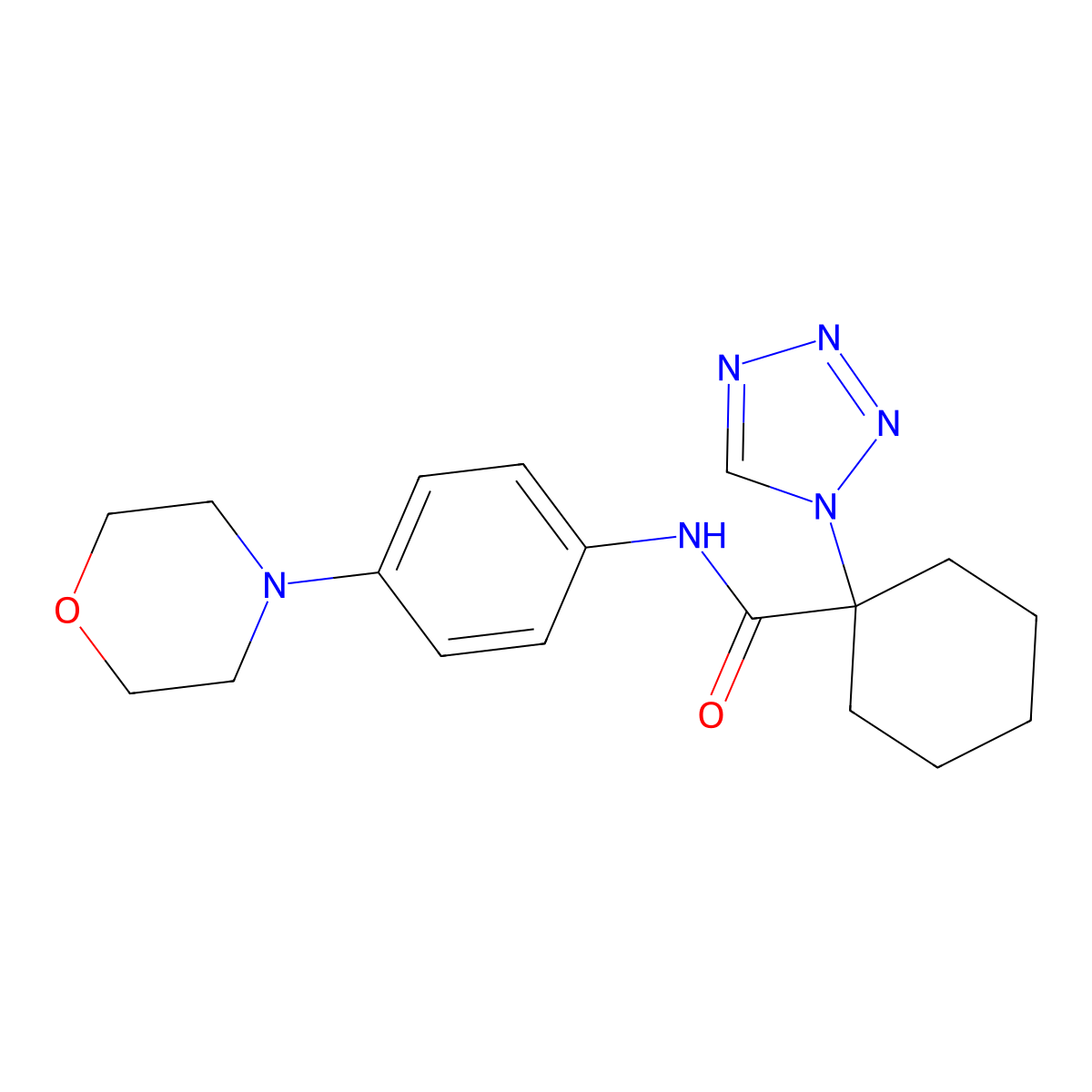 N-(4-morpholinophenyl)-1-(1H-tetrazol-1-yl)cyclohexanecarboxamide molecular structure, CAS 1401559-59-8