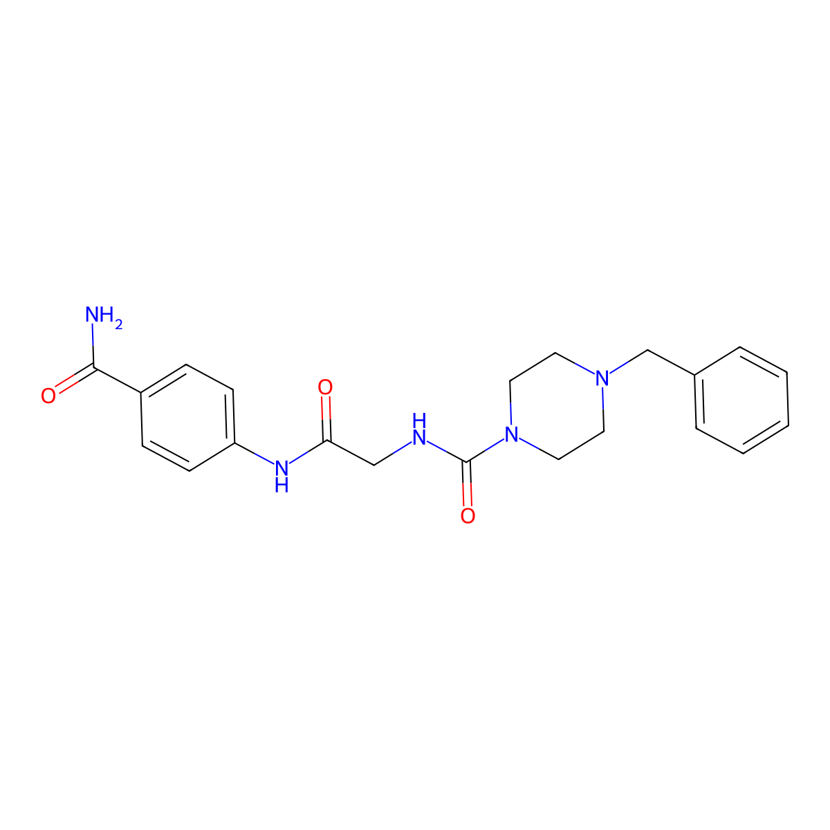 4-benzyl-N-{2-[(4-carbamoylphenyl)amino]-2-oxoethyl}piperazine-1-carboxamide molecular structure, CAS 1401559-61-2